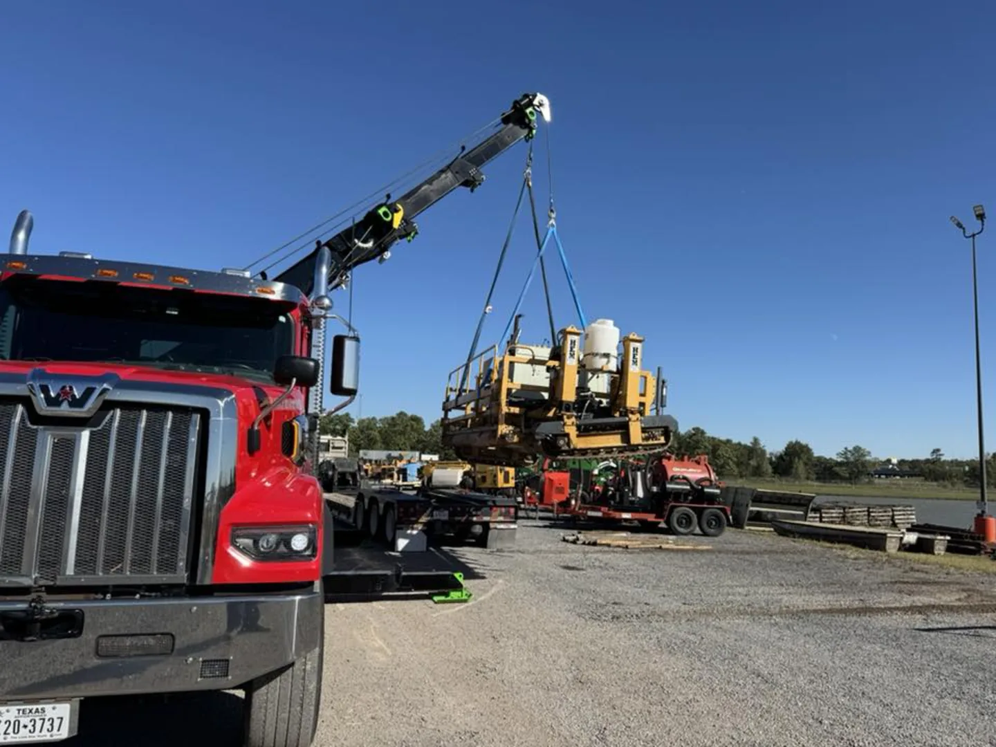 50-ton rotator lifting heavy directional-drilling equipment at a job site near Hockley TX